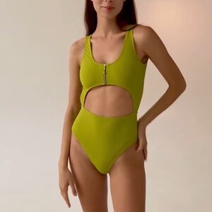 Shark pole Lime Green bodysuit with Cutout